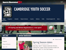 Tablet Screenshot of cambridgeyouthsoccer.org